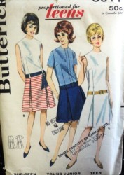 3017  BUTTERICK SUBTEEN SLEEVES OR NOT LOW BELT PLEAT DRESS PATTERN 14  33 B