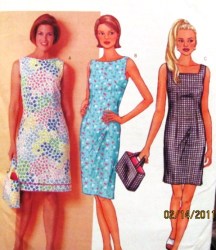 3019 BUTTERICK  SLEEVELESS SHIFT DRESS, HANDBAG EZ PATTERN 18-22 UNCUT