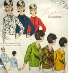 3020 BASIC PROPORTIONED 60S BLOUSES PATTERN 14 34''