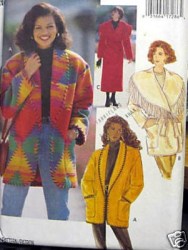 3026 EZ SHAWL COLLAR LONG COAT, POCKET JACKET PATTERN 8-24 3 SZ