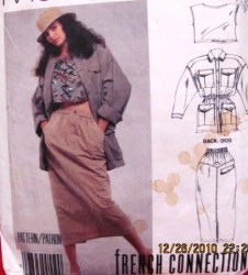 3028 McCalls French Connection  BUTTON YOKE JACKET,CROP TOP,SKIRT PATTERN 10-12