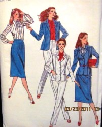 3036 70S LINED JACKET,BLOUSE,LONGER SKIRT,PANTS PATTERN 12,20