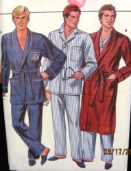 3037 Butterick MEN'S WRAP ROBE LENGTHS,  PAJAMAS 84 PATTERN XS-M uncut