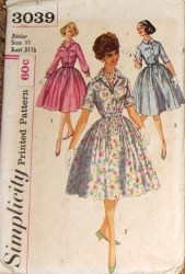 3039 59 SHIRTWAIST COLLAR PLEATED DRESS PATTERN 14, 18