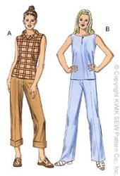 3040 KS SLEEVELESS BK ZIP TOP,PANTS CROP OR NOT PATTERN XS-XL