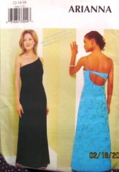 3060 JERSEY 1 SHOULDER FLOOR DRESS PATTERN 6-10,12-16,18-22