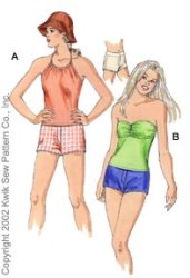 3061 SHORTS,STRETCH TOP STRAPLESS OR NOT,HAT PATTERN XS-XL