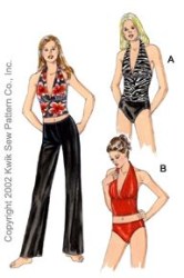 3063 STRETCHY 2 PC HALTER SWIMSUIT,LO RISE PANTS PATTERN XS-XL