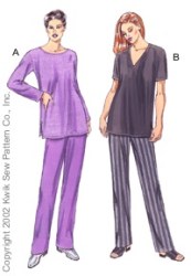 3087 KWIK SEW PULLOVER TUNIC TOPS, PANTS PATTERN XS-LG UNCUT