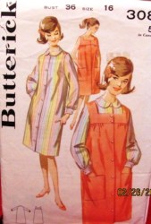 3087 1960S SLEEP A-SHIRT,YOKE JUMPER/BRUNCH COAT PATTERN 16 36