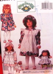 3090 GIRLS LS DRESS,PINAFORE,HAT,CPK DOLL PATTERN 2,5-6X