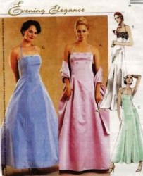 3090 MCCALLS HALTER FLARE FLOOR DRESS LENGTHS, STOLE PATTERN 4-10,12-18