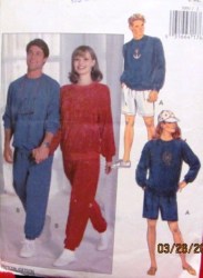 3091 Butterick UNISEX STRETCH KNIT WORKOUT TOP ,BOTTOMS PATTERN L-XL uncut