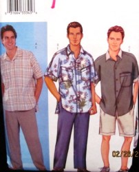 3101 BUTTERICK SS CAMP SHIRT, SHORTS, PANTS MALE PATTERN  L-XL
