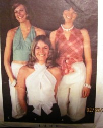 3102  BUTTERICK 1970S WOW WRAP TIE HALTER TOPS PATTERN 10 32.5"B 