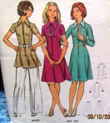 3108 1970s FLARE ZIPPY DRESS, TUNIC, FLARE PANTS PATTERN 10