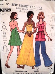 3112 70S A-LINE WRAP TIED DRESS,TUNIC,PANTS KENZO PATTERN 14 36