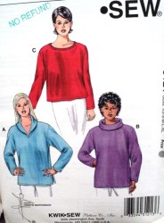 3121 3 STYLES STRETCH KNIT LS PULLOVER TOPS PATTERN XS-XL