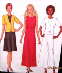 3128 BUTTERICK SO EZ SS JACKET, SLEEVELESS DRESS LENGTHS PATTERN 6-22 3 SZS