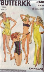3130 KLOSS FLR COVERUP,TOP,SHORTS,1-2 PC SWIMSUIT PATTERN 14