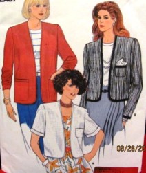 3134 1985 UNLINED OPEN SS-LS JACKET LENGTHS PATTERN 14-18