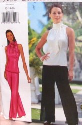3136 EZ SLVLSS TIE COLLAR TOP,PANTS/OVERLAY PATTERN 6-22 3 SZS