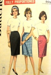 3144 Butterick 1960s PROPORTION DART STRAIGHT SKIRT 3 PC PATTERN 25'', 30'' OR ,32'' WAIST CHOICE