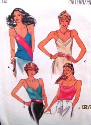 3158 CAMISOLE STRAPPY INSET/ BIAS/COWL TOPS 1970S PATTERN 12, 10