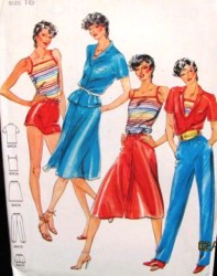 3160 70S SHIRT,KNIT TOP,BUTTON A-SKIRT,PANTS,SHORTS PATTERN 16