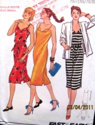 3165 STRETCH KNIT 70S JACKET,STRAPPY LONGER V DRESS PATTERN 8-10