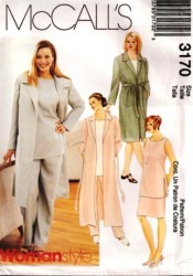 3170 McCalls COAT LENGTHS, TOP,  BOTTOMS, BELT PATTERN 18-24W,26-32W choice uncut
