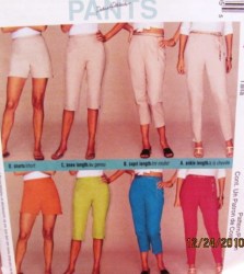 3179 FIT CROPPED PANTS,SHORTS LENGTHS PATTERN 8-24 3 SZS