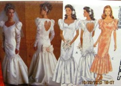3183 BUTTERICK LONG DROP WAIST SS-LS HEART SHAPED BRIDE DRESS PATTERN 8-12 UNCUT