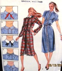 3185 70s LONGER SS-LS YOKE BUTTON A-DRESS,COLLARS PATTERN 12