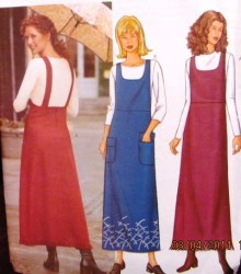 3193 BUTTERICK EZ LONG A-LINE BIB JUMPER- DRESS PATTERN 8-24 3 SZS choice uncut