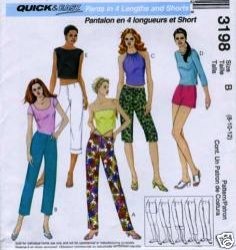 3198 LO RISE PANTS 4 LENGTHS,SHORTS PATTERN 4-18 4 SZS