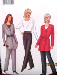3203 BUTTERICK SO EZ UNLINED JACKET ,LS TOP,  TAPER PANTS PATTERN 6-22 3 SZS