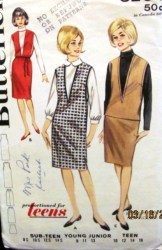3204 1960S DEEP V JUMPER,TOP, SKIRT PATTERN 11 31 1/2''