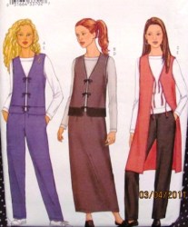 3206 EZ VEST LENGTHS,LS TOP,SKIRT, PANTS PATTERN 8-24 3 SZS