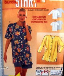 3214 BURDA EZ BUTTON SHORT-LONG SLEEVE BLOUSE PATTERN 10-28