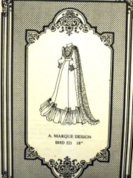 321 BROWN HOUSE 18'' DOLL GLORIOUS FLOOR GOWN,BACK TRAIN PATTERN