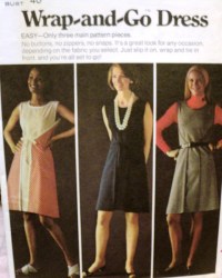 3221 70S WRAP TIE AND GO DRESS 3 PIECE PATTERN 18 40' BUST