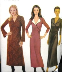 3223 EZ FIT LONG MOCK WRAP JERSEY A-DRESS PATTERN 8-24 3 SIZES