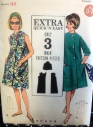 3227 Butterick  1950S A-LINE BUTTON BEACHDRESS SLEEVES OR NOT PATTERN 12 32b