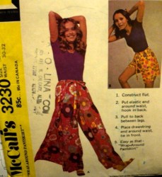 3230 MCCALLS 1971 WRAP AROUND PANTSKIRT LENGTHS PATTERN LARGE, MED, SMALL