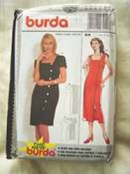 3242 EZ BURDA SIDE BUTTON SQUARE NECK DRESS LENGTHS PATTERN 8-18