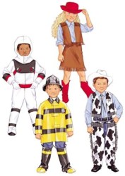 3244 4654 BUTTERICK COWBOY/GIRL,ASTRONAUT,  FIREMAN, BOOTS PATTERN 2-8 3 SIZES
