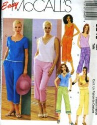 3245 McCalls  EZ SLEEVES OR NOT TOPS, CROP PANTS PATTERN 8-14,16-22 choice uncut