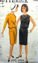 3251 SLEEVELESS OR NOT BLOUSY DRESS,BELT 60S PATTERN 16 36''