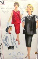 3276 SIMPLICITY 1960S MATERNITY TOP SLEEVES OR NOT, SKIRT PATTERN 14 34''B